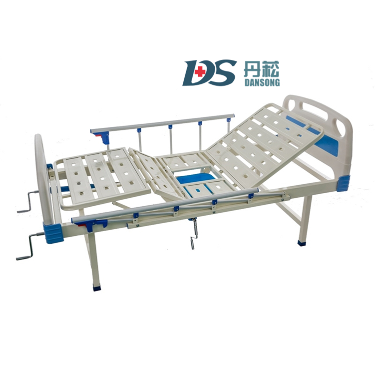 Standard hospital nursing bed with bedpan manual electroplated cranks bed