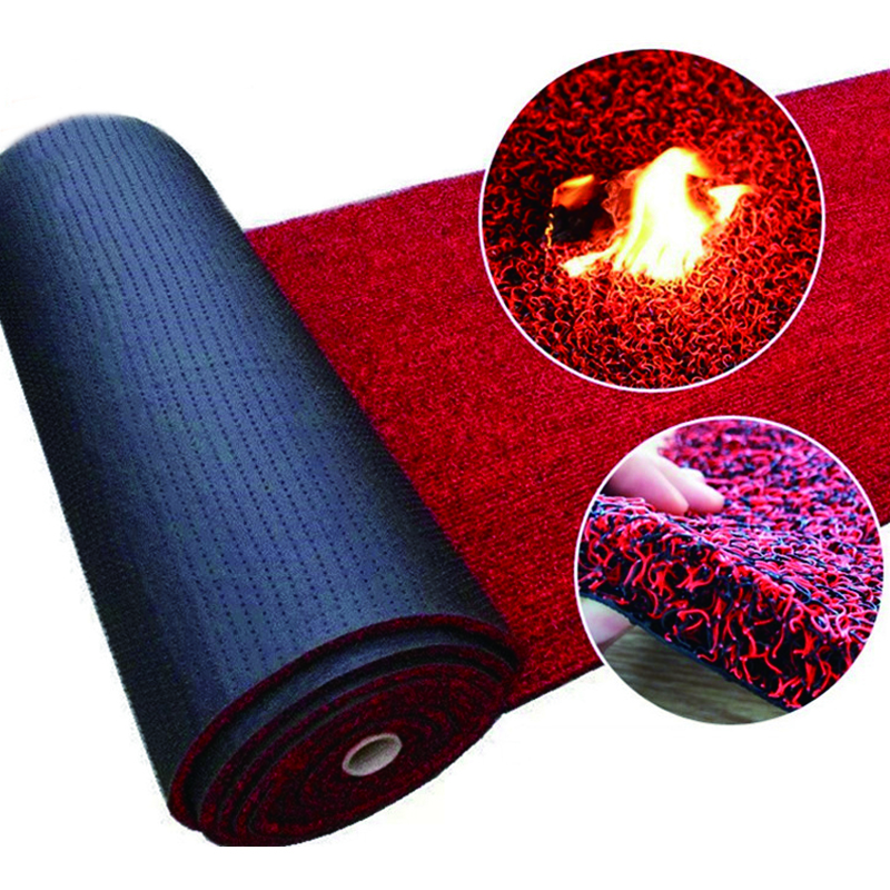 Durable waterproof red PVC coil car mat in roll with anti-slip back