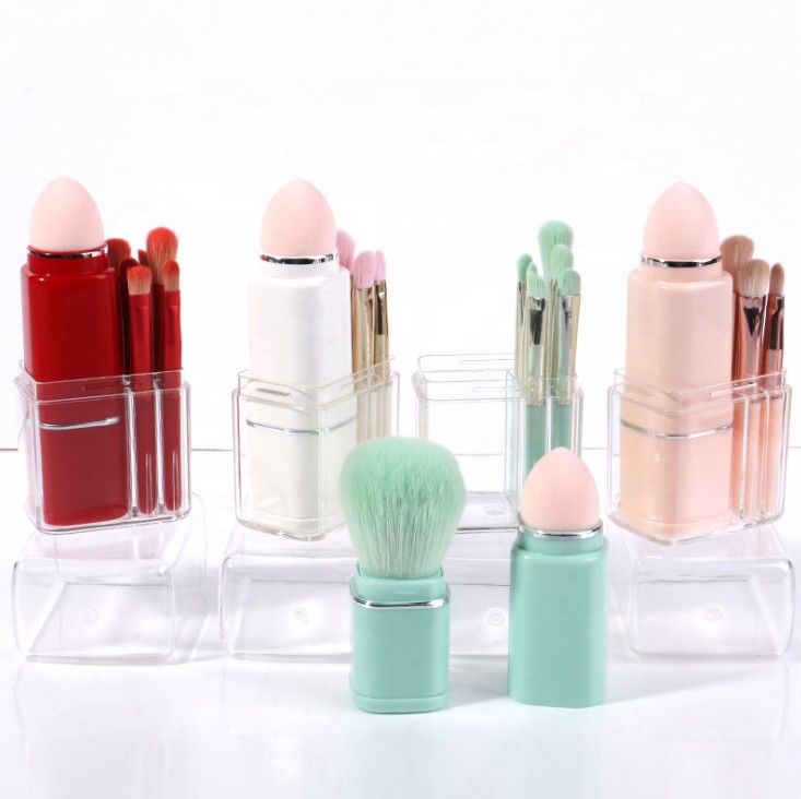 New Design Creative 8 in 1 Travel Makeup Brush Set Retractable Portable Foundation Blush Brush Eye Detail Brush Travel Set