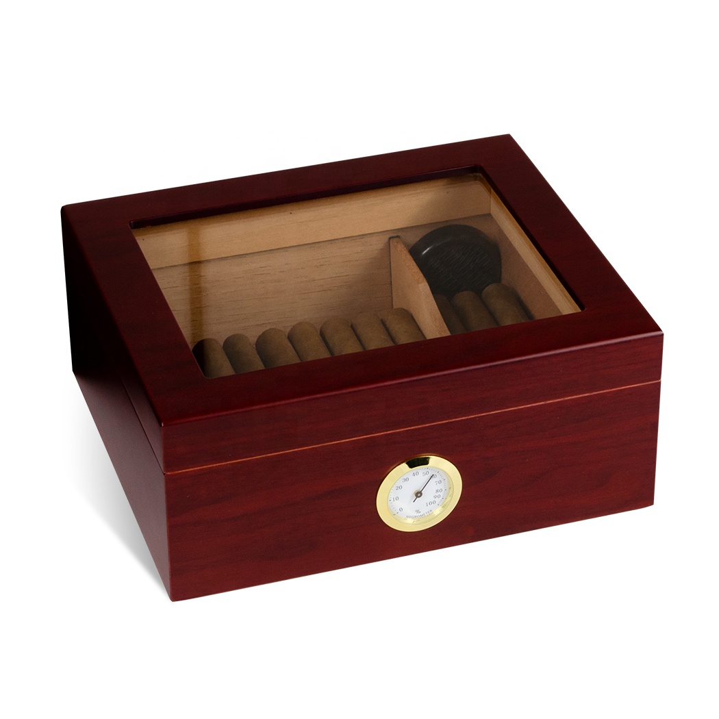 FUREN Custom Wholesale and retail Piano Lacquered Matte Surface rosewood veneer top glass wood cigar box