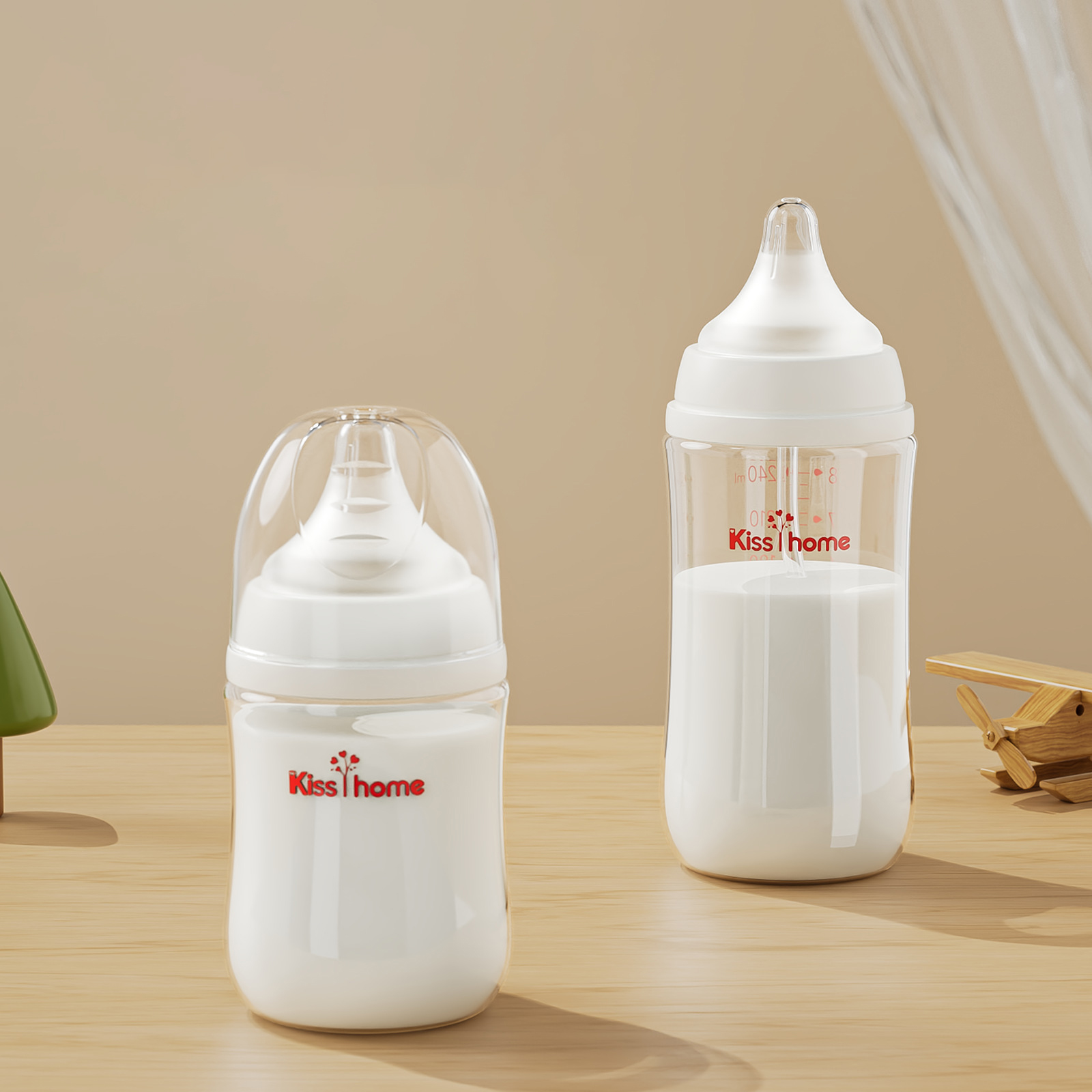 Wholesale Newborn Drink Water Feeder Bpa Free Anti Colic Wide Neck Milk Feeding Glass Baby Bottle