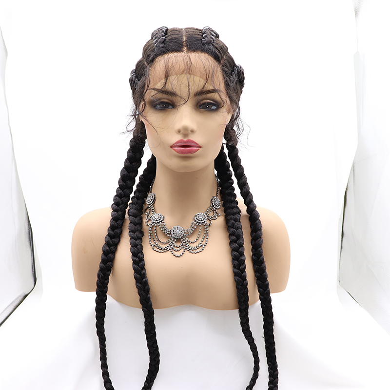 Synthetic Hair 30 inches Wigs Perruque Tresse Long braided wigs for black women lace front