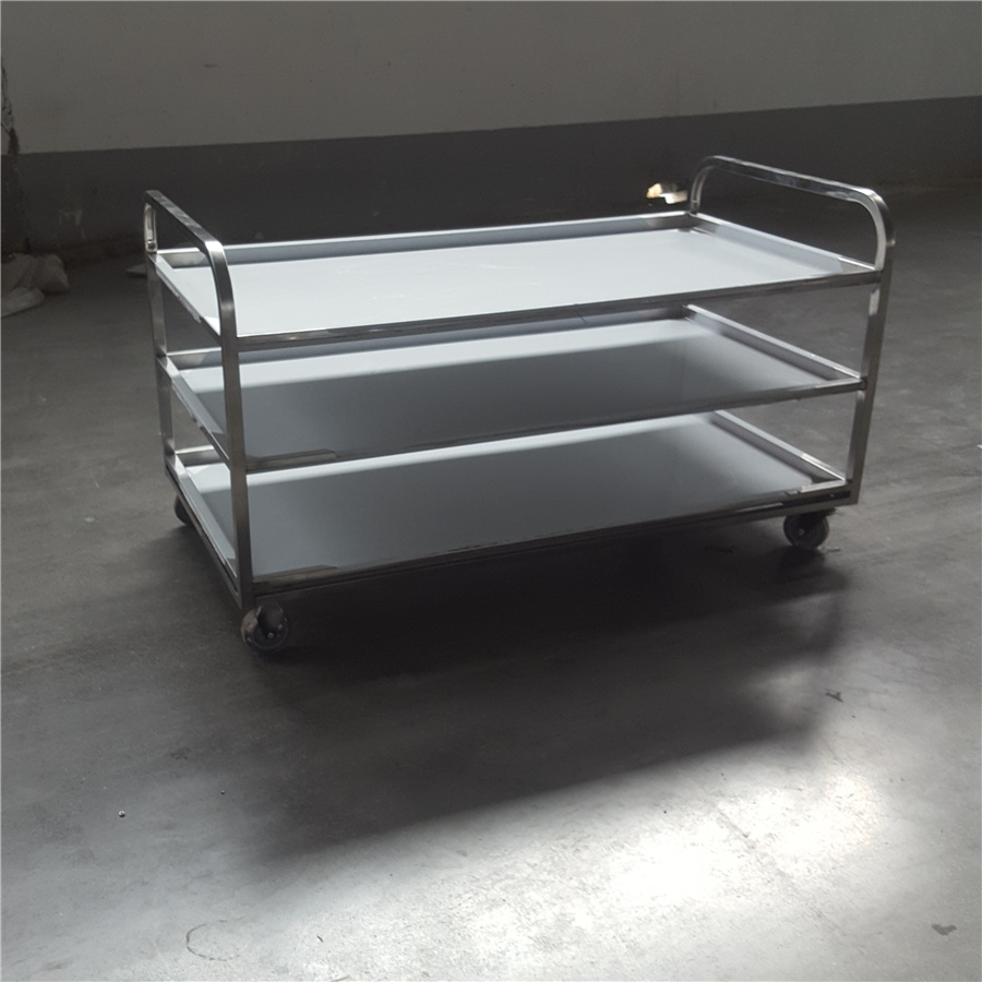 Custom Sizes Stainless Steel Serving Trolley Food Service Cart With Wheels