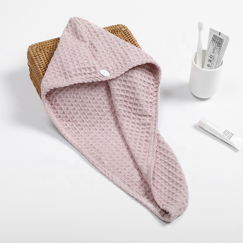 Magic absorbent waffle towel hair wrap turban hair dry cap