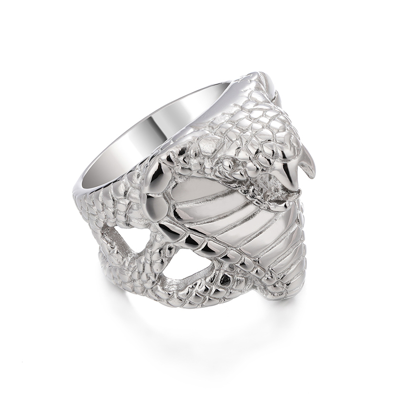 Factory 14K gold plated eye snake head ring men's titanium steel rings Jewelry