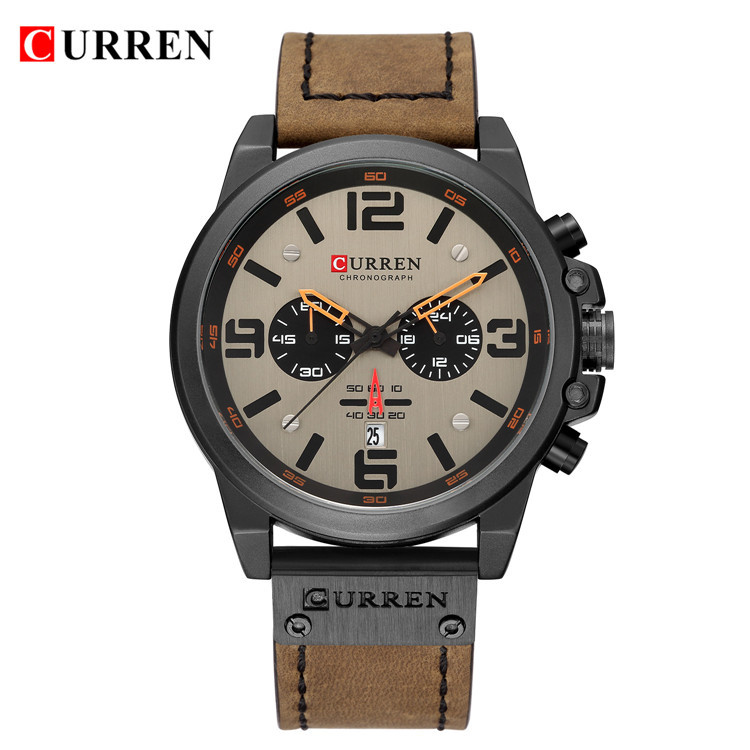 Curren 8314 Watch Top Luxury Brand Waterproof Sport Wrist Watch Chronograph Quartz Military Genuine Leather Relogio Masculino