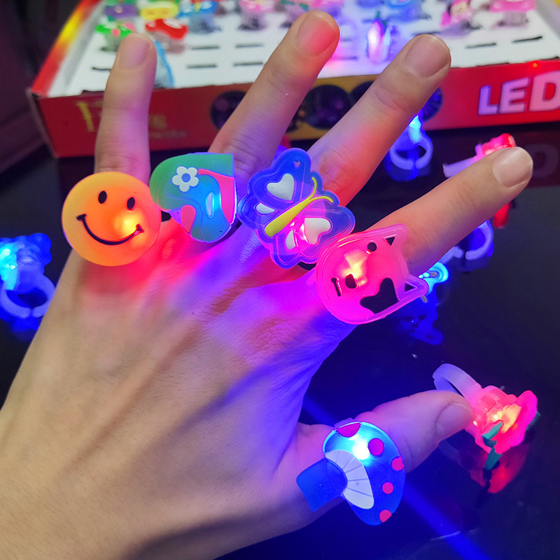 Christmas Party Toy Light Glowing Toys Luminous Glitter Light Up Ring Kids Led Light Up Finger Ring