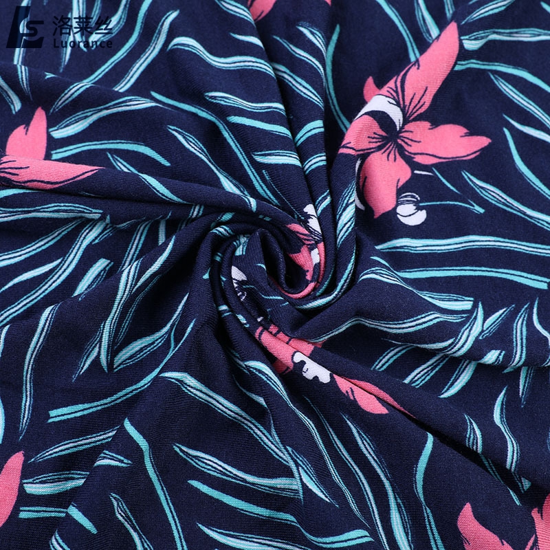custom digital print 95% Viscose 5% Elastan 40S single jersey fabric for women dress