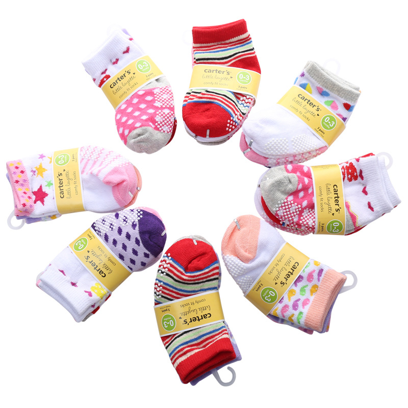Anti silp newborn baby girl sock custom organic cotton baby socks floor baby cartoon cute slippers socks for boy 0-12 Months