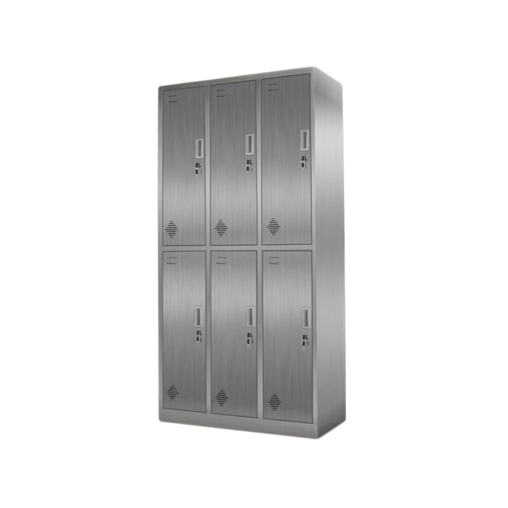 Multifunction Office Home Locker Cupboard 6 Door Stainless Steel Wardrobe Cabinet