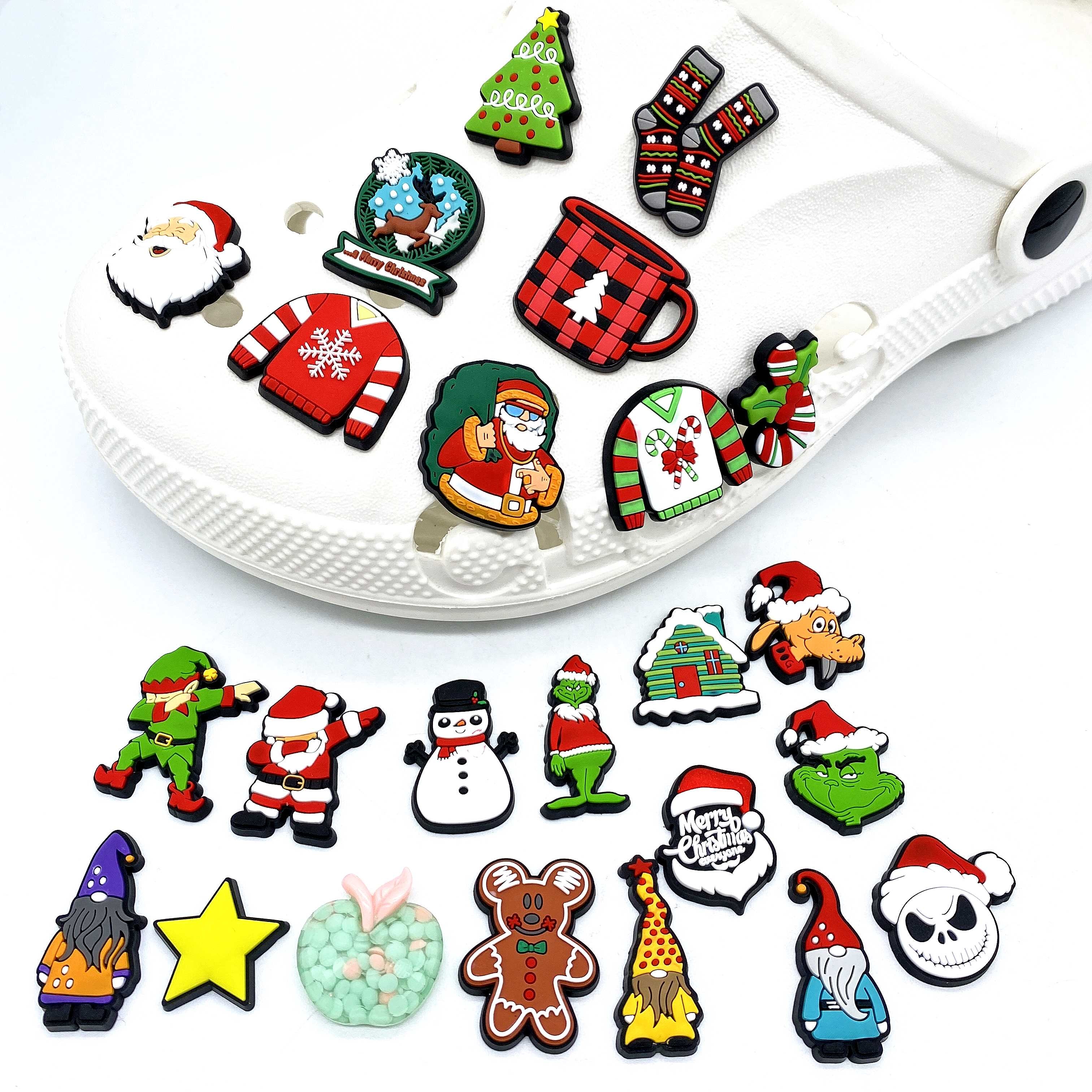 wholesale Christmas clog pvc shoe charms shoe decoration pvc clog charms custom for shoe charms Xmas