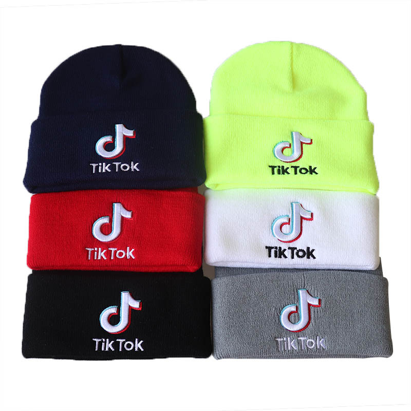 Модные Простые зимние вязаные облегающие шапки в стиле хип-хоп Tik Tok для женщин и мужчин