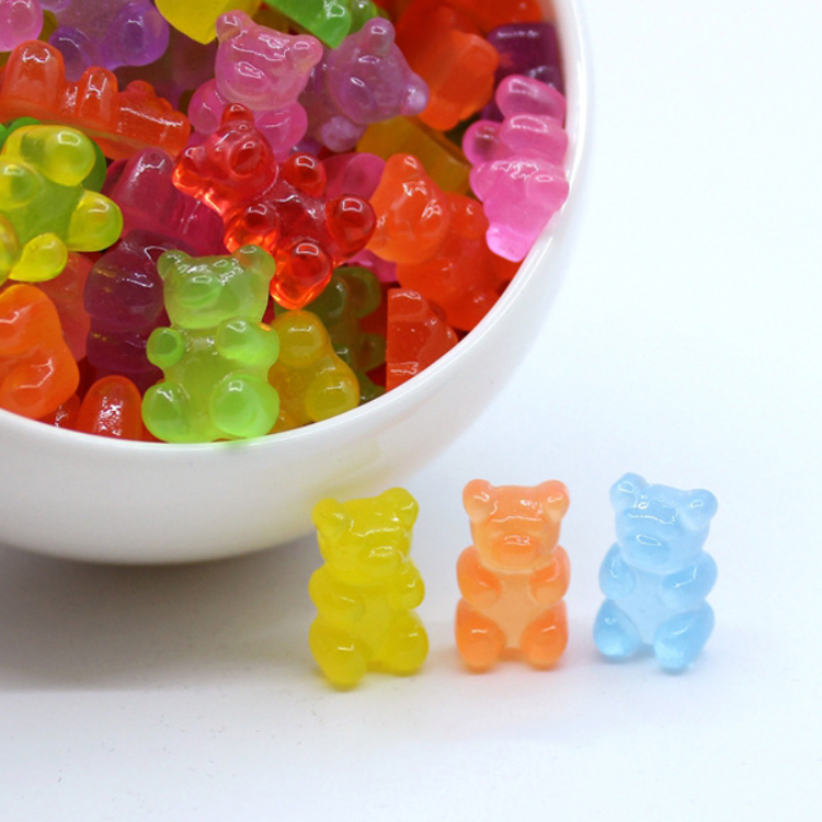 Оптовая продажа милые красочные мини-резиновые желе gummy медведь с плоским основанием Кабошоны
