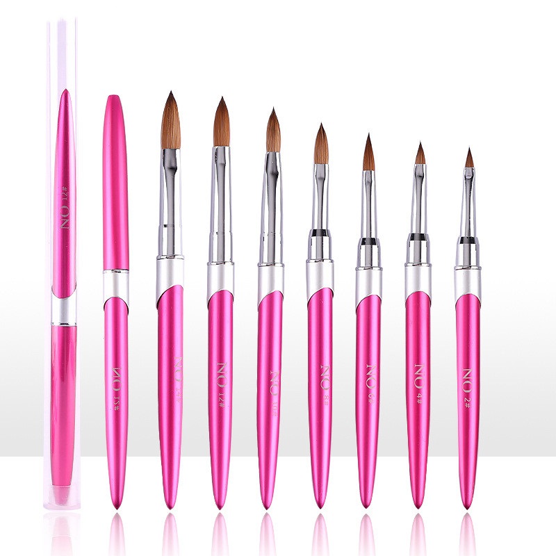 Metal Handle Nail Art Tool 100% Kolinsky Sable Acrylic Nail Brush Pure Kolinsky Brush Size #2-#14 Private Label