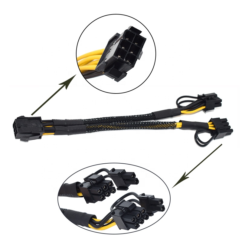 SENLIFANG 6pin PCI Express на dual PCIE 8 (6 + 2)pin Y Splitter GPU видеокарта Кабель питания Шнур кабель питания 18AWG 22 см