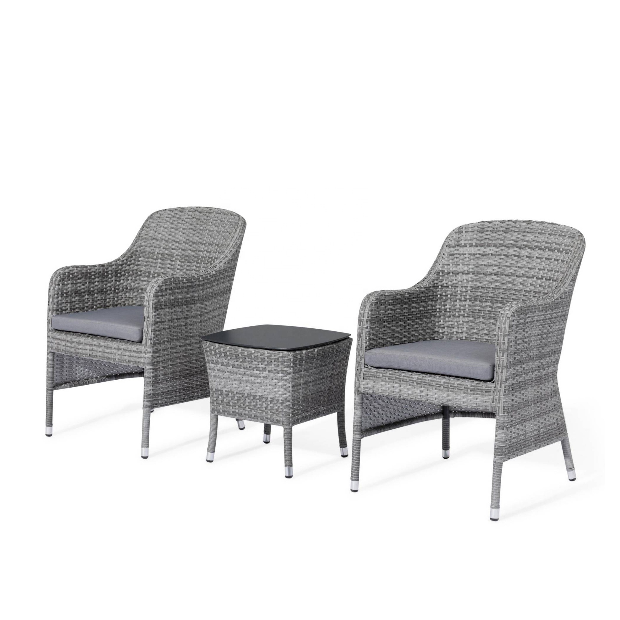 Weatherproof Wicker Bistro Set For Garden 3-Piece Outdoor Table and Chair Set