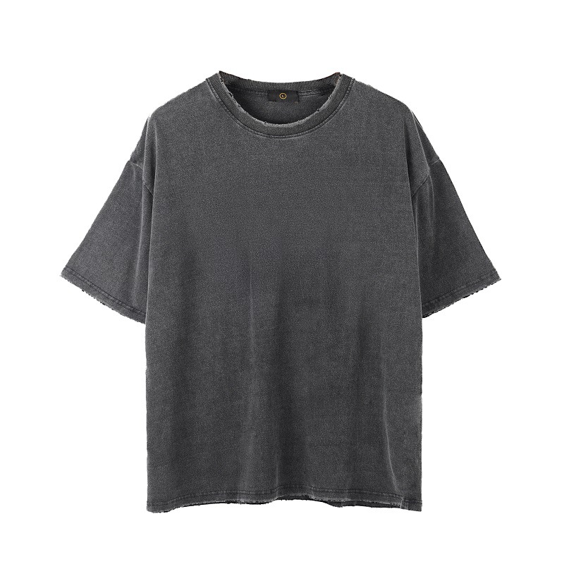 2021 High street black hip hop oversized stone acid wash tshirt men vintage washed t shirt custom logo
