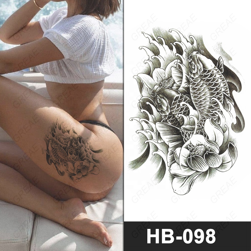 High Quality Wholesale Popular Koi Fish Tatoo Temporary Sticker