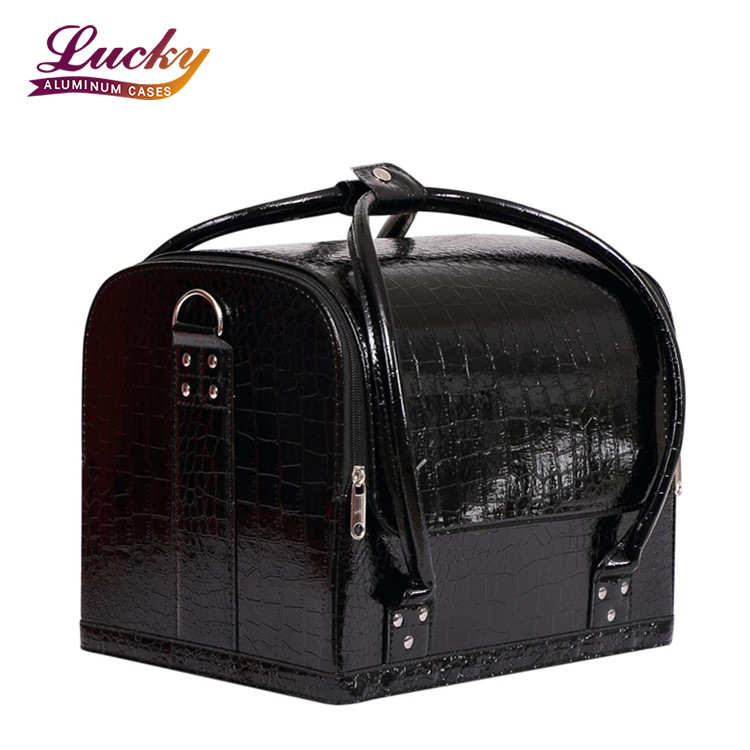 Portable Vanity Cosmetic Makeup PU Case Nail Polish Storage Bag