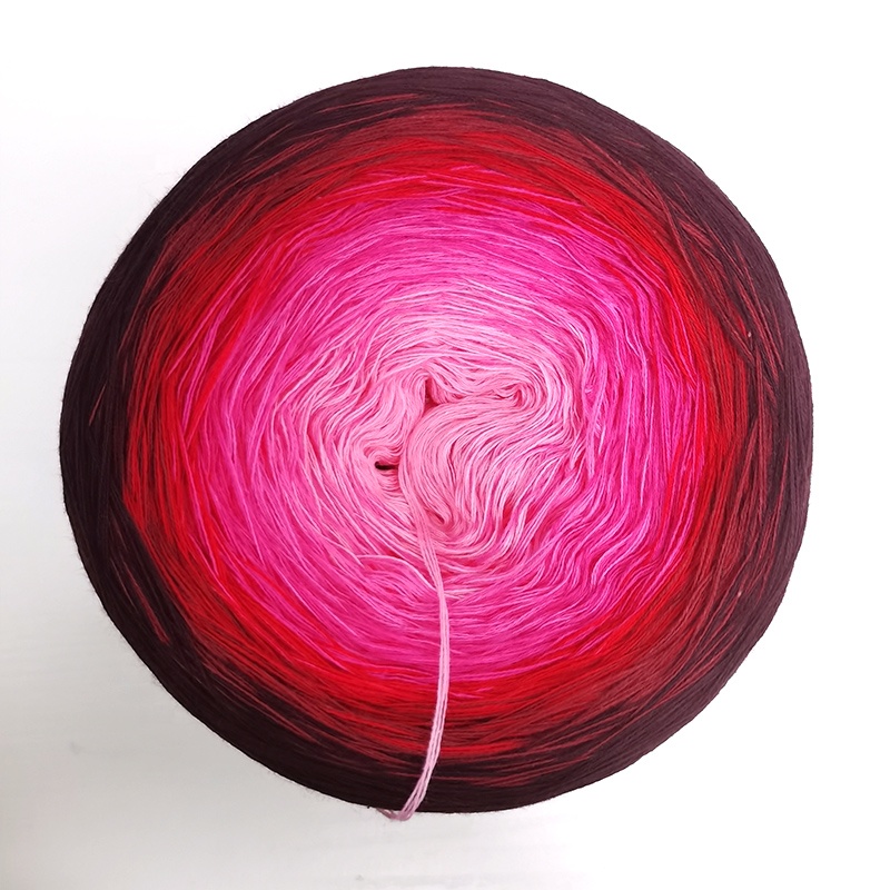 Hot sale Europe America Top Qualiy Gradient Effect Cotton DIY Crochet Knitting Shawl Rainbow Cake Yarn 1500m Meter