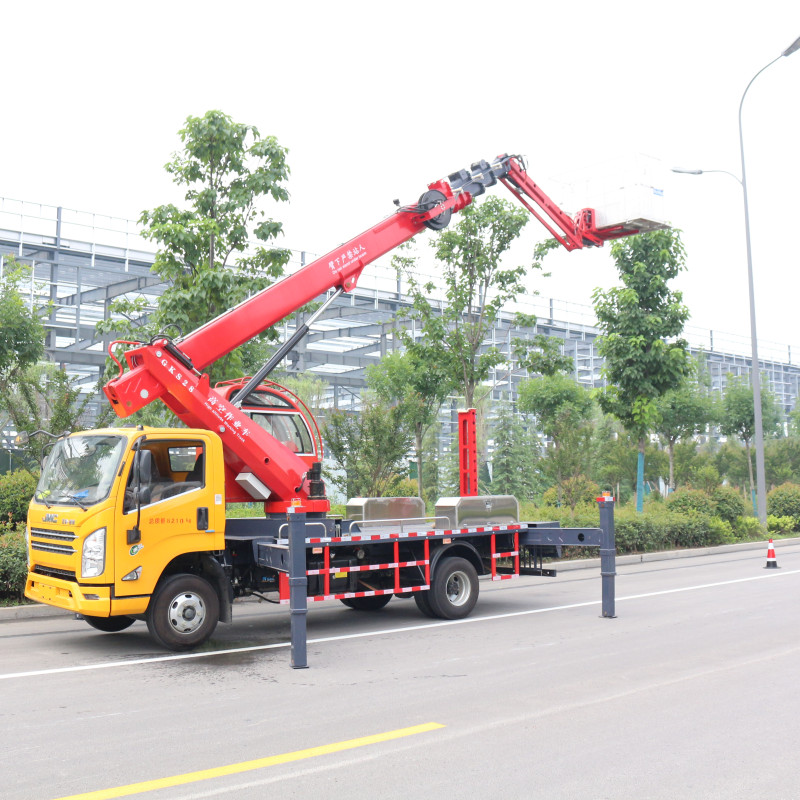 Hydraulic articulated telescopic aerial boom lift platform truck