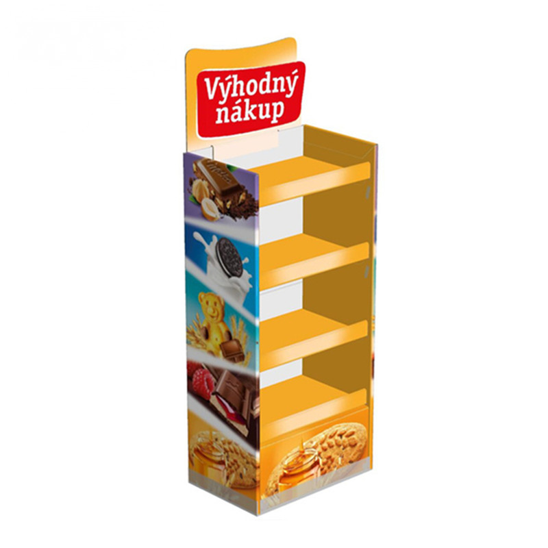 Поп, розничная продажа, картонная напольная витрина с полками для закусок