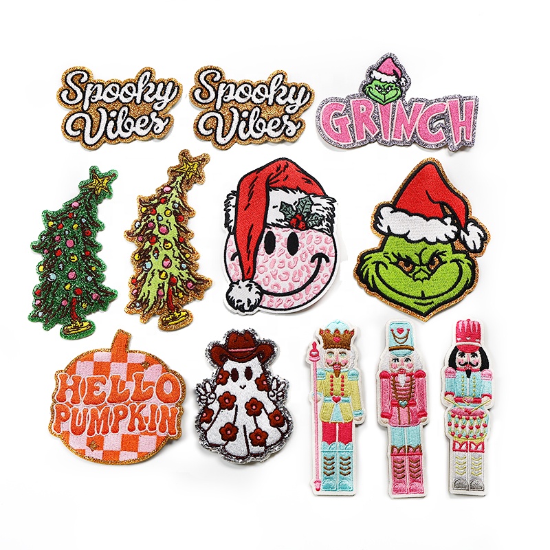 Wholesale Santa Christmas Iron On Patches Christmas Sequin Santa Patches Glitter For Holiday Decoration