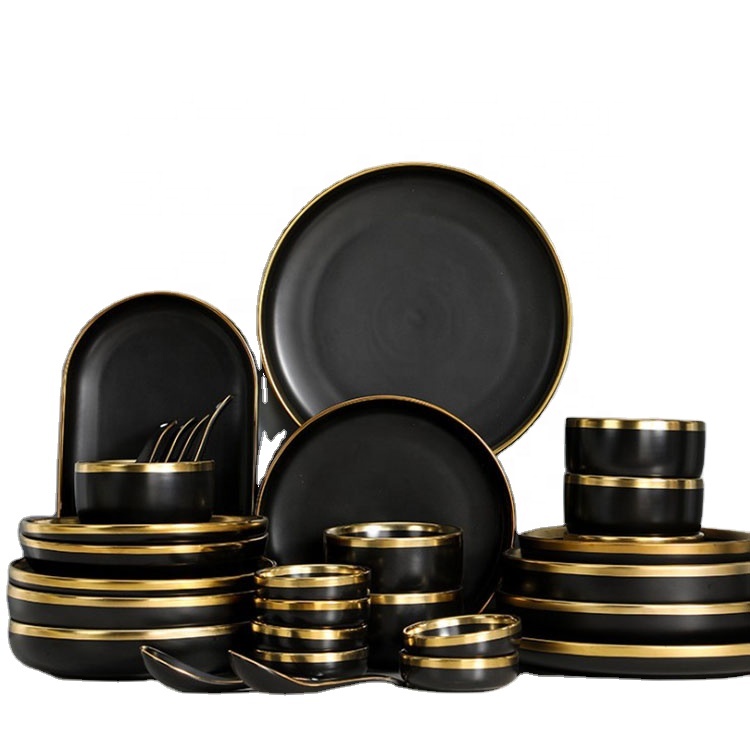 Best selling Elegant 26pcs set 4-6person used multi colors porcelain plate dish ceramic dinnerware set with gift box
