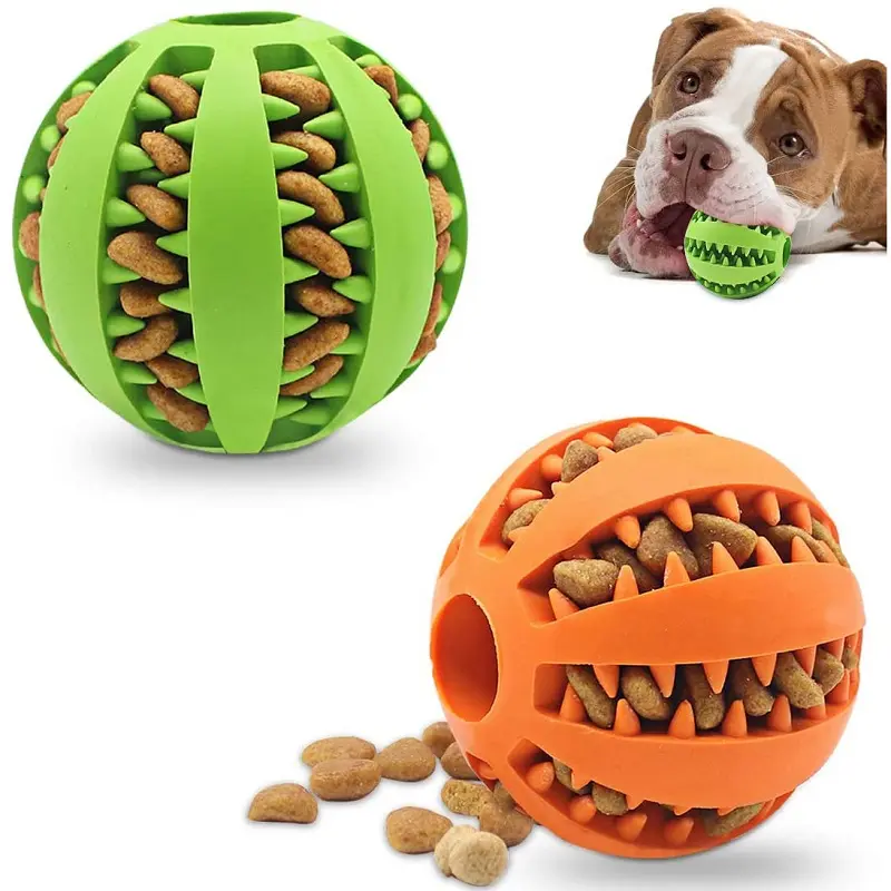 Custom Tennis Indestructible Durable Treat Dispenser TPR Squeaky Interactive Chewing Toy Rubber Dog Ball For Training Improve IQ