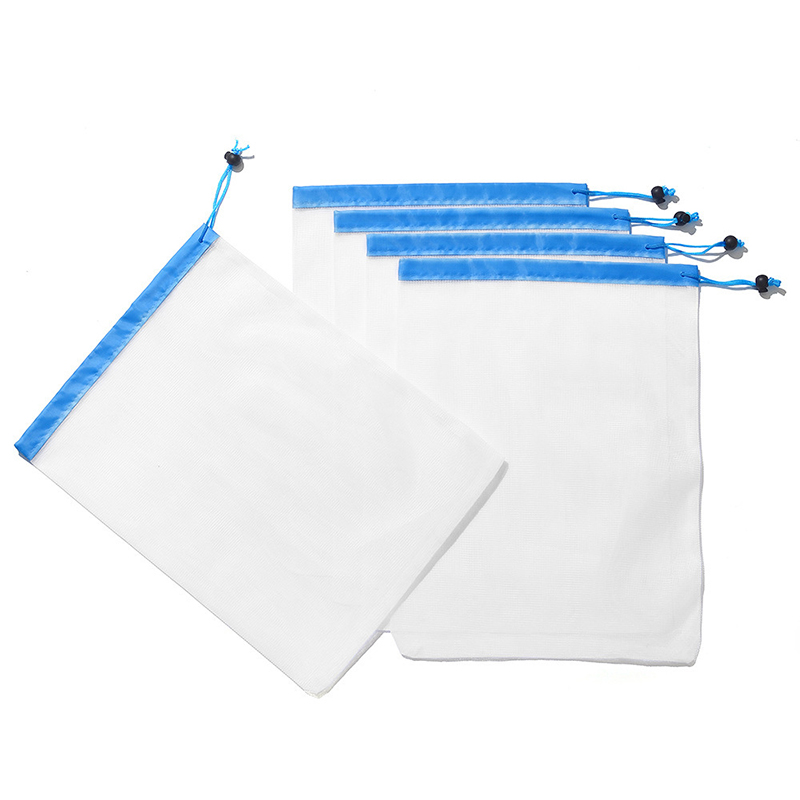 EM/ODM ECO friendly double drawstring white fruit net mesh bag with custom logo