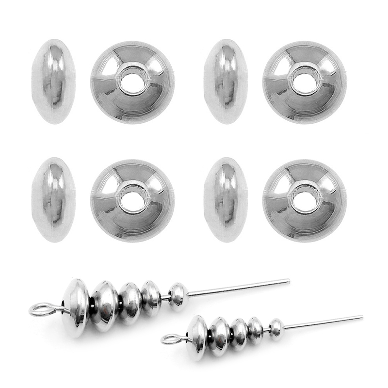 Hobbyworker 50pcs/lot 4/5/6/8mm Stainless Steel Spacer Charms Necklace Bracele European Beads for DIY Jewelry Making Accessories