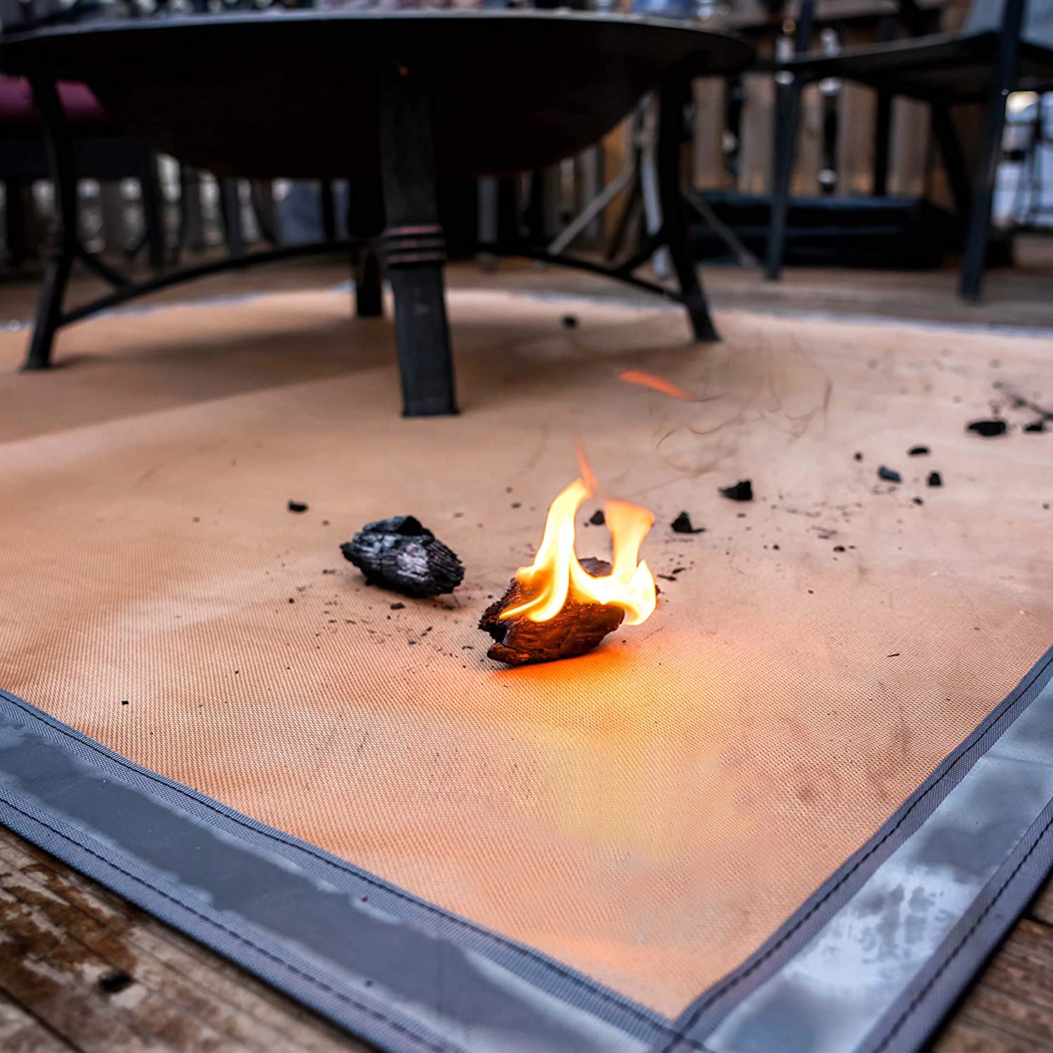 Protection Grill   Patio Fire Pit Pad Fireproof Mat Fire Pit Mat for Deck Visible at Night