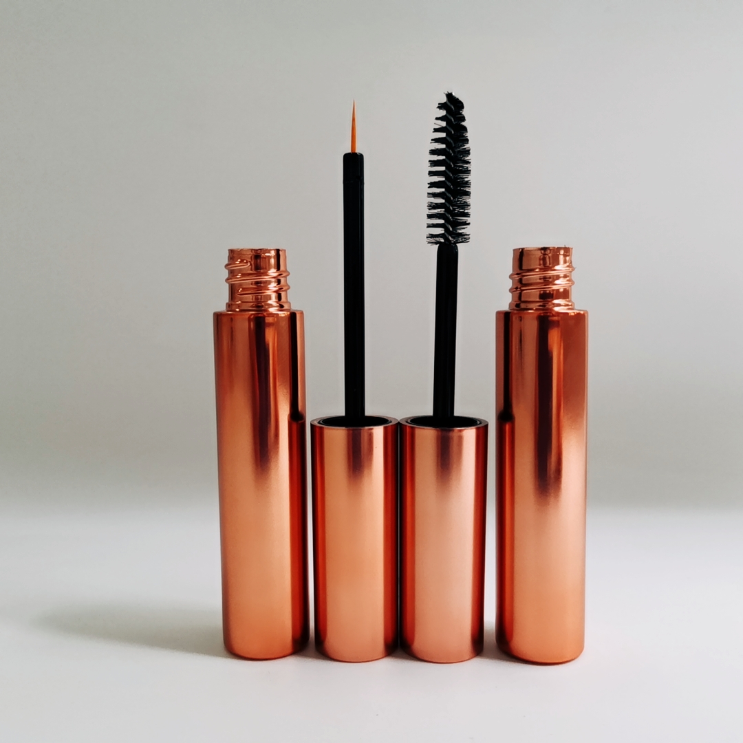 In Stock 10ml Metallic Rose Gold Plastic Round Stock Empty Lip Gloss Bottle Eyeliner Container Mascara Tube