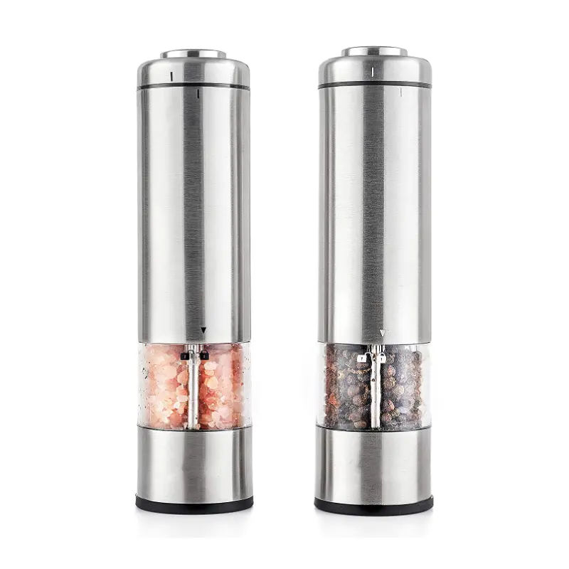 Electric Salt and Pepper Grinder Set with LED Light Battery Operated