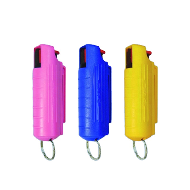Wholesale Defensa Personal Pepper Spray Pom Pom Key Chain Set Self Defense Keychain Tasergun For Women
