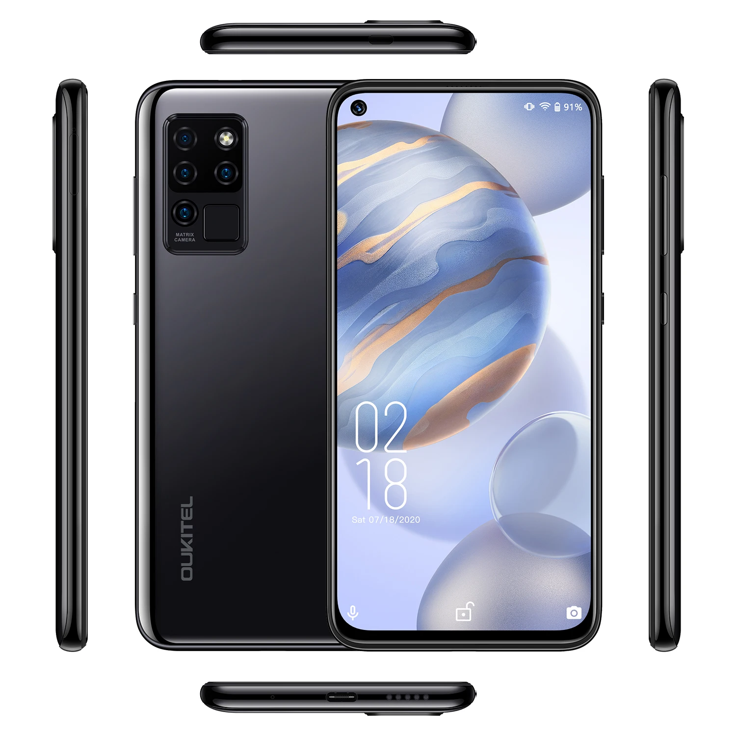 Глобальный 4G Oukitel C21 6,4 дюймов FHD + Дырокол экран 4000 мАч Octa Core 4 Гб + 64 Гб телефон Quad камера Android 10 4G смартфон