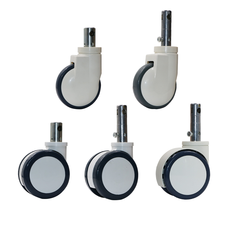 JQ Caster 5 inch 6 inch Silent PU Wheel Central Control Lock System Medical Bed Swivel Caster