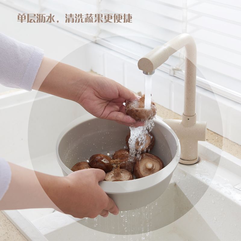 26cm Multifunctional Double Vegetable Fruits Stainless Steel Wash Drain Basket Plastic Colander For Kitchen