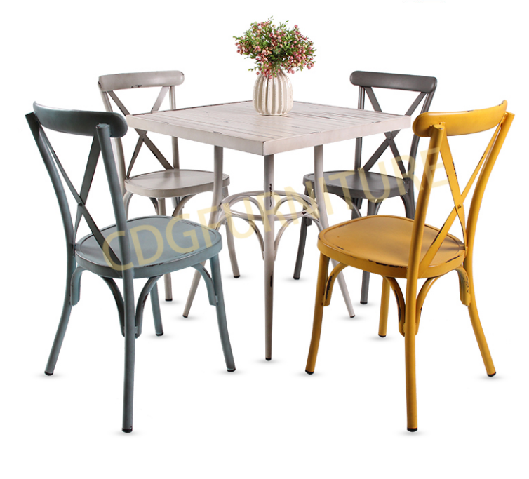 Aluminium Theme Restaurant Table Fushan Furniture Industrial Cafe Chairs And Tables Handmade Finish Used Banquet Tables