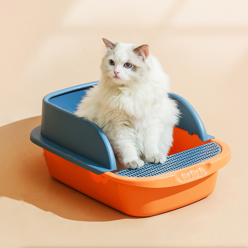 Wholesale Custom color Easy cleaning durable cat litter tray plastic cat toliet pet sandbox Big Cat litter box