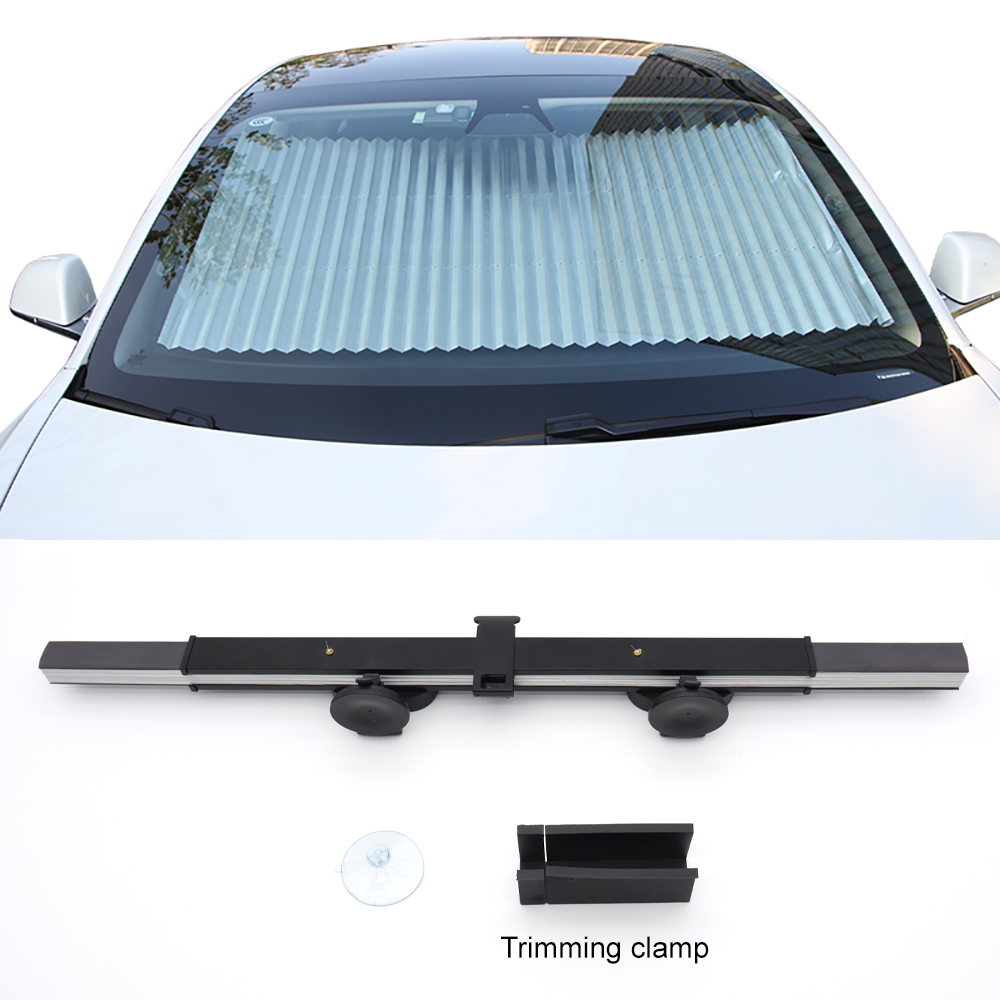 US Stock Car Sun Shade Protector Retractable Foldable Roller Window Cover Custom Foil Auto Front Windshield Sunshade