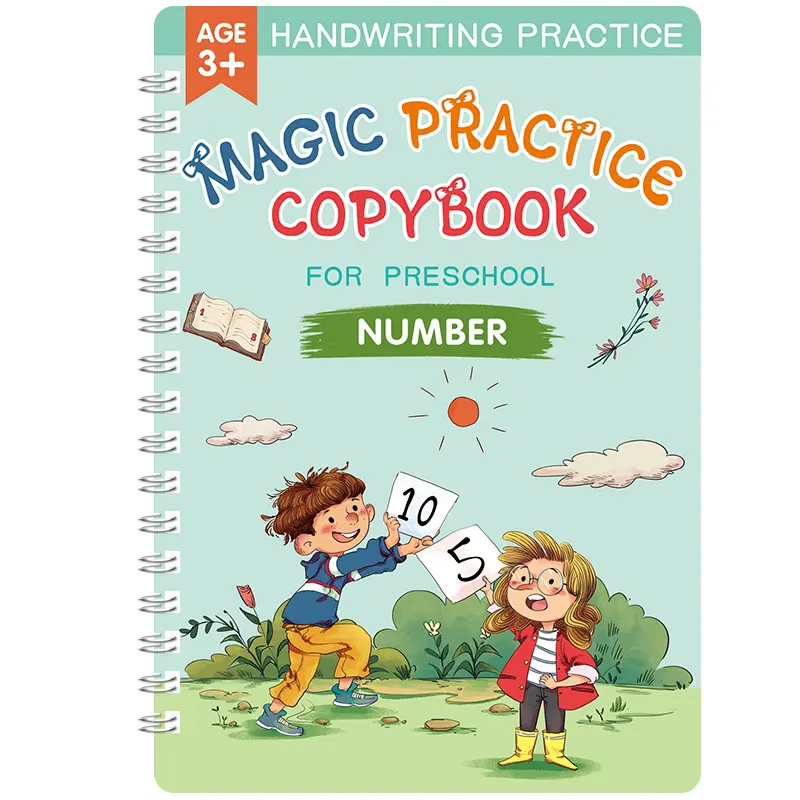 4pcs/set Alphabet Drawing Math Number Reusable Handwriting Calligraphy Book Sank Magic Practice Copybook For Kids