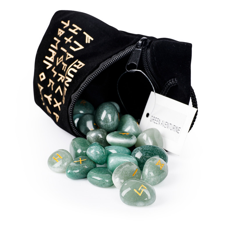 Wholesale Engraved Runes Stone Home Decorations Wicca Divination Healing Runes Crystals Set