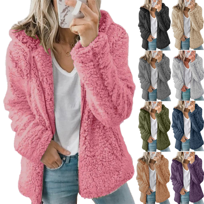 Women's Fashion Fall Winter Thick Plush Fleece Hoodie With Zipper Long Sleeve Plus Size Blouse jackets for women 2021