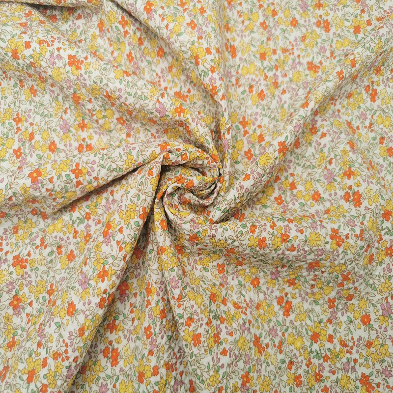 New fashion Printed 100% cotton seersuck salt shrinkage garden flowers fabric for garment