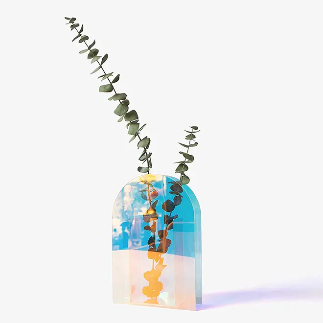 Iridescent Acrylic Vase Contemporary Modern Colorful Decorative Vase for Flowers Plants Minimalist Geometric Rainbow Home Shelf