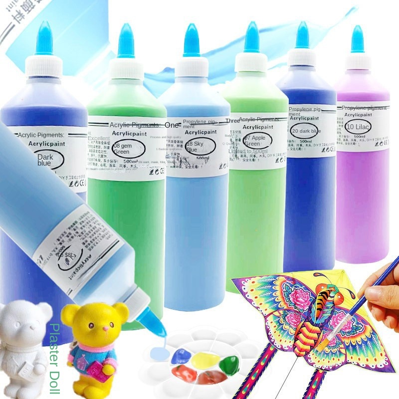 Large Bottle 500 ml Acrylic Pigment Square Stall Children Graffiti Plaster Doll Painted Paint in stock