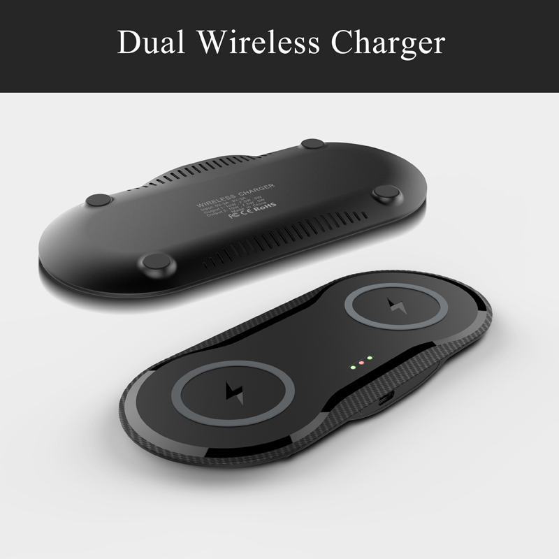 Premium 10W 2in1 Fast Charging Dual Qi Port Mobile Wireless Charger Pad For Iphone And Airpods