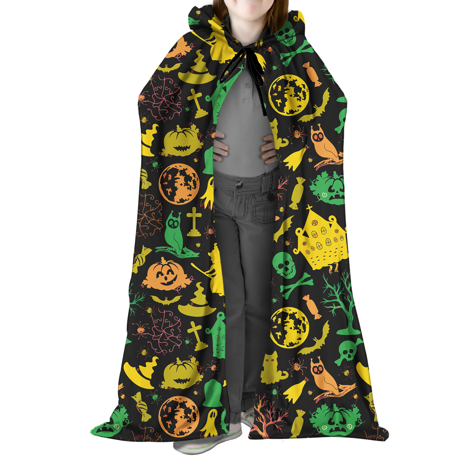 Customized Pumpkin Parent-child Outfit Witch Costume With Cape Kid Boy Halloween Cartoon Dresses Hooded Cape Cloak Wholesale