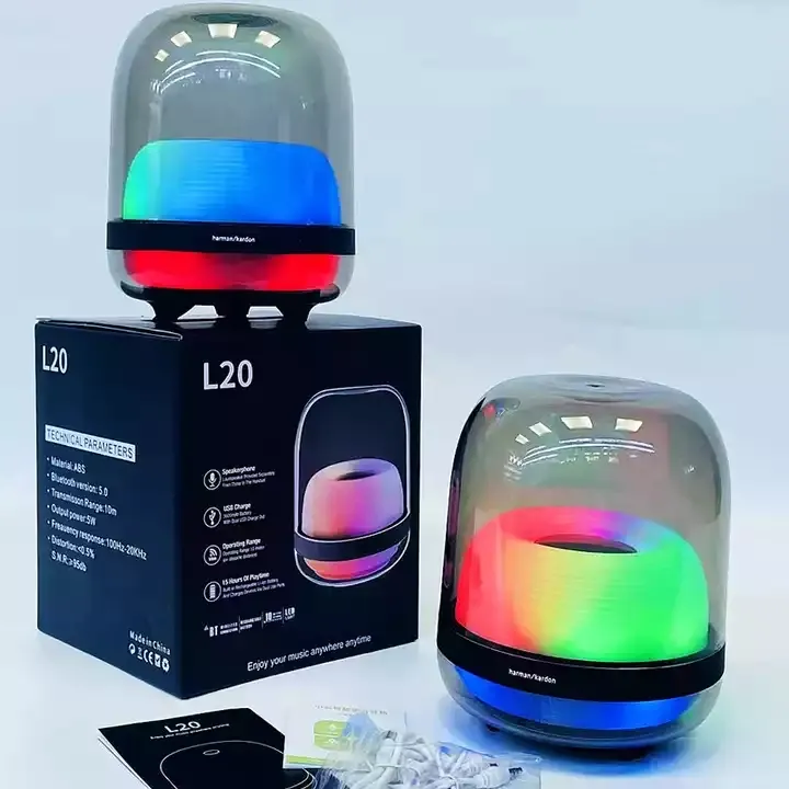 L20 Led Flame Light Speaker Table Lamps Loudspeaker Led Night Flashing Wireless TWS Portable Outdoor Speaker Lamp